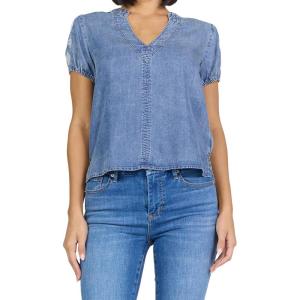 image:imageDEAR JOHN Chaya Womens Top V Neck Short Sleeve Relaxed FitBlue Steel
