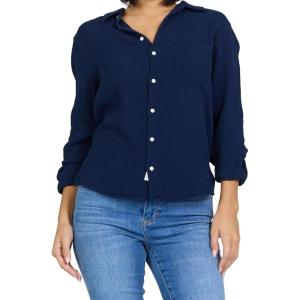 image:imageDEAR JOHN Gaia Poplin Classic Collared Buttonup Long Sleeve Womens ShirtBlack Iris