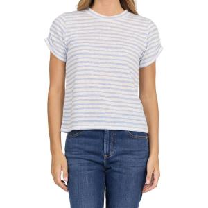 image:imageDEAR JOHN Kaira Womens Top Crew Neck Short Sleeve Ruched Classic FitCobalt Stripe