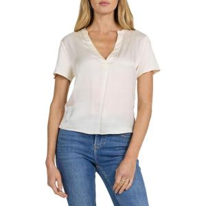 image:imageDEAR JOHN Lilah Split Neck Short Sleeve Knit Top for WomenEgret