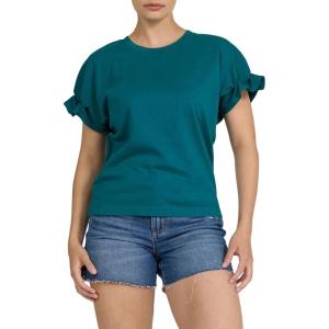 image:imageDEAR JOHN Meredith Womens Cotton Knit Crew Neck Dolman Sleeve Ruffle Cuff TopMediterranea