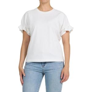 image:imageDEAR JOHN Meredith Womens Cotton Knit Crew Neck Dolman Sleeve Ruffle Cuff TopWhite
