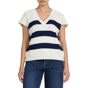 image:imageDEAR JOHN UNA Sleeveless VNeck Striped Sweater Top for WomenBlack Iris Stripe