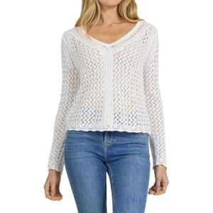 image:imageDEAR JOHN Vivi VNeck Long Sleeve Crochet Sweater Top for WomenWhite