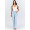 image:imageDEAR JOHN Fiona Wide Leg Womens Jeans High Rise Highwaisted Denim Classic Fit Full Inseam Raw Cut HemRain Drop