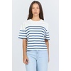 image:imageDEAR JOHN Maddox Top Womens Cotton Crew Neck Short SleeveCreamNavy Stripe