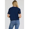 image:imageDEAR JOHN Maddox Womens Oversized Cotton Knit Crew Neck Eyelet Sleeve Top  Riviera Black Iris  Size Small