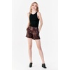 image:imageDEAR JOHN North Hampton Novelty Shorts Womens Mid Rise Trouser Leg Cuffed HemBurgundy Vegan Leather