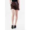 image:imageDEAR JOHN North Hampton Novelty Shorts Womens Mid Rise Trouser Leg Cuffed HemBurgundy Vegan Leather