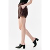 image:imageDEAR JOHN North Hampton Novelty Shorts Womens Mid Rise Trouser Leg Cuffed HemBurgundy Vegan Leather