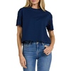 image:imageDEAR JOHN Maddox Womens Oversized Cotton Knit Crew Neck Eyelet Sleeve Top  Riviera Black Iris  Size Small