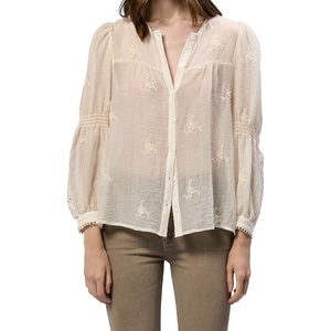 image:imageDEAR JOHN Anna Lisa Button Up Shirt Womens Relaxed Fit Long Sleeve Woven TopCream