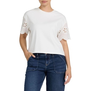 image:imageDEAR JOHN Maddox Top Womens Cotton Crew Neck Short SleeveRiviera White
