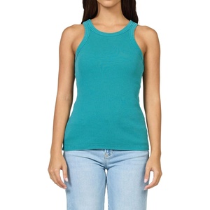 image:imageDEAR JOHN Tamia Racer Back Crew Neck Tank Top Fitted SleevelessPigment Mediterranea