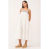 image:imageDEAR JOHN Stevie Womens Dress Midi Gingham Plaid Ruched Strap Tiered Skirt Embroidered Halter StyleWhite