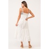 image:imageDEAR JOHN Stevie Womens Dress Midi Gingham Plaid Ruched Strap Tiered Skirt Embroidered Halter StyleWhite