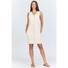 image:imageDEAR JOHN Zamira Womens Dress Mini V Neck Sleeveless Button Front Classic FitWheat