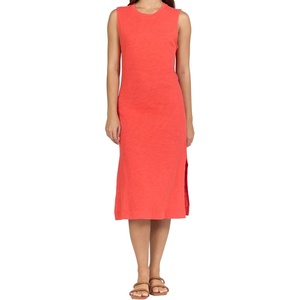 image:imageDEAR JOHN Strada Dress Womens Classic Fit Cotton Slub Crew Neck Sleeveless Midi DressPoppy Red