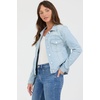 image:imageDEAR JOHN Ainsley Denim Jacket Womens Relaxed Fit Stretch Denim Lace Embroidered Button Front Collared JacketRailroad Stripes