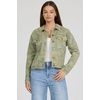 image:imageDEAR JOHN Ainsley Denim Jacket Womens Relaxed Fit Stretch Denim Lace Embroidered Button Front Collared JacketRiviera Camo