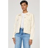 image:imageDEAR JOHN Ainsley Denim Jacket Womens Relaxed Fit Stretch Denim Lace Embroidered Button Front Collared JacketWheat