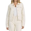 image:imageDEAR JOHN Ainsley Denim Jacket Womens Relaxed Fit Stretch Denim Lace Embroidered Button Front Collared JacketWheat Lace