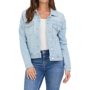 image:imageDEAR JOHN Ainsley Denim Jacket Womens Relaxed Fit Stretch Denim Lace Embroidered Button Front Collared JacketRailroad Stripes