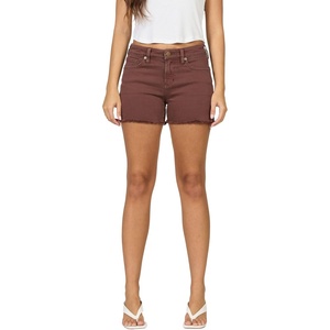 image:imageDEAR JOHN Gigi Womens Mid Rise Shorts Comfortable Stretch Raw Hem Relaxed FitShaved Chocolate