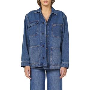 image:imageDEAR JOHN Pablo Denim Jacket Womens Button Front Relaxed Fit Medium Wash Collared Long Sleeve Rigid OuterwearAlder