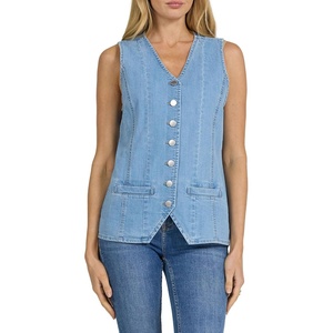 image:imageDEAR JOHN Prue Sleeveless Denim Vest for Women VNeck ButtonFront Relaxed FitDark Arthlow