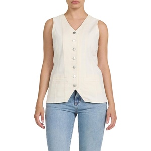 image:imageDEAR JOHN Prue Sleeveless Denim Vest for Women VNeck ButtonFront Relaxed FitWheat