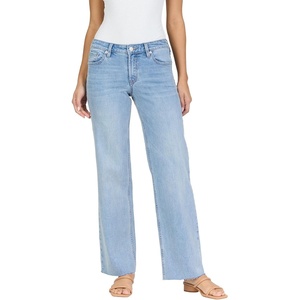 image:imageDEAR JOHN Drew Womens Straight Leg Jeans Mid Rise Full Length Raw Cut Hem Straight FitHazey Blue