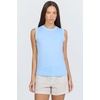 image:imageDEAR JOHN Zo Womens Sleeveless Top Crew Neck Raw Edge DetailPlacid Blue