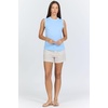 image:imageDEAR JOHN Zo Womens Sleeveless Top Crew Neck Raw Edge DetailPlacid Blue
