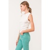 image:imageDEAR JOHN Zo Womens Sleeveless Top Crew Neck Raw Edge DetailWhite