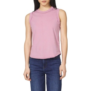 image:imageDEAR JOHN Zo Womens Sleeveless Top Crew Neck Raw Edge DetailLilas