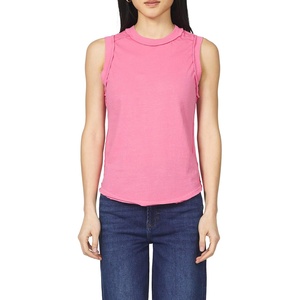 image:imageDEAR JOHN Zo Womens Sleeveless Top Crew Neck Raw Edge DetailPink Lemonade