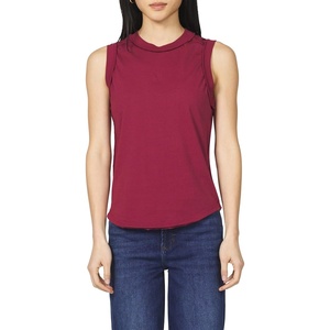 image:imageDEAR JOHN Zo Womens Sleeveless Top Crew Neck Raw Edge DetailTibetan Red