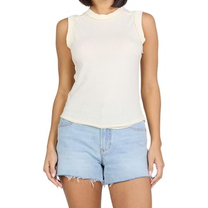 image:imageDEAR JOHN Zo Womens Sleeveless Top Crew Neck Raw Edge DetailWhitecap Grey