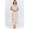 image:imageDEAR JOHN Ishani Womens Midi Dress Relaxed Fit Ruffle VNeck Flutter Sleeve Smocked Waist Tiered SkirtTuscan Bouquet