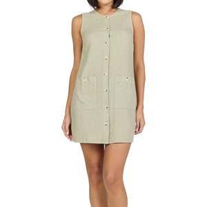 image:imageDEAR JOHN RiRi Womens Mini Dress Classic Fit Sleeveless Crew Neck Button FrontAbbey Stone