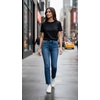 image:imageDEAR JOHN Anika Womens Straight Leg Jeans Mid Rise Ankle Length Classic Five PocketMidtown