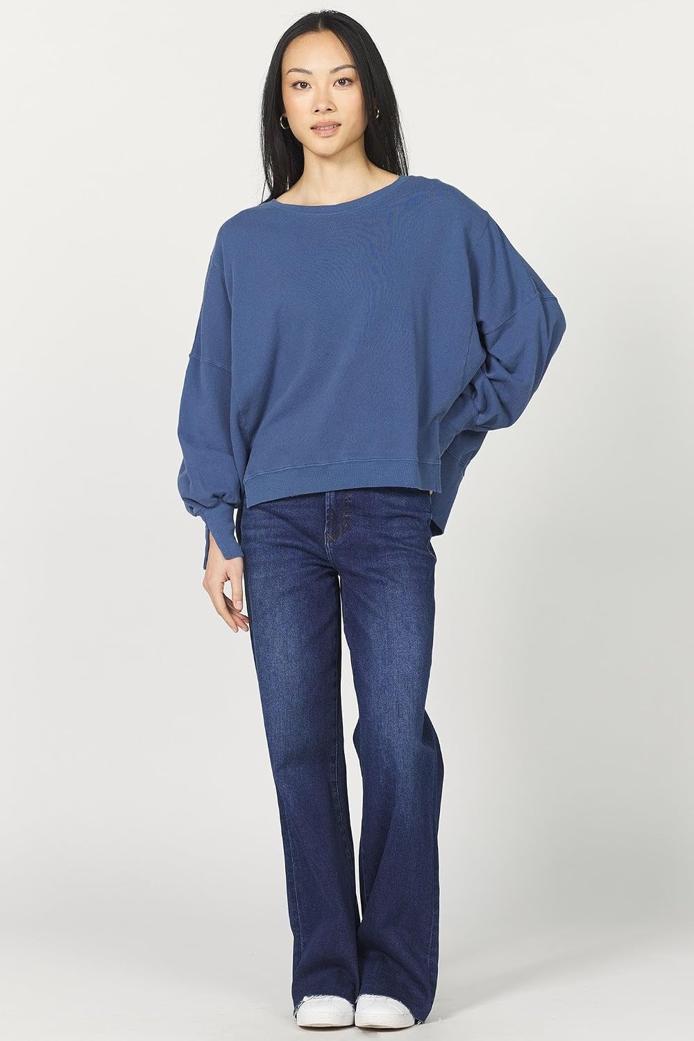 image:imageDEAR JOHN Trenton Pullover Sweater for Women Oversized Long Sleeve Crew NeckVintage Indigo