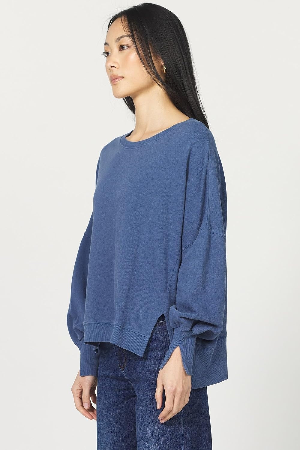 image:imageDEAR JOHN Trenton Pullover Sweater for Women Oversized Long Sleeve Crew NeckVintage Indigo