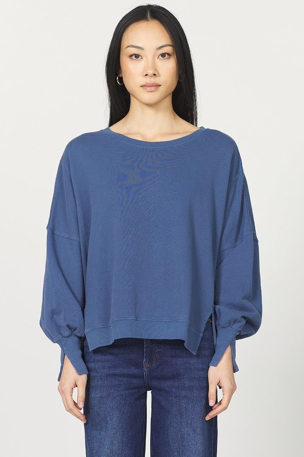 image:imageDEAR JOHN Trenton Pullover Sweater for Women Oversized Long Sleeve Crew NeckVintage Indigo