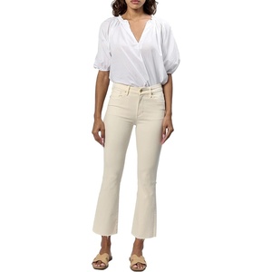 image:imageDEAR JOHN Jeanne Womens Mid Rise Cropped Flare Jeans Comfort Stretch DenimWheat