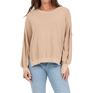 image:imageDEAR JOHN Trenton Pullover Sweater for Women Oversized Long Sleeve Crew NeckPigment Warm Taupe