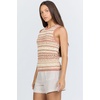 image:imageDEAR JOHN Areli Womens Sleeveless Top Classic Fit Crew Neck Striped DesignBurnt Brick