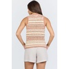 image:imageDEAR JOHN Areli Womens Sleeveless Top Classic Fit Crew Neck Striped DesignBurnt Brick