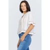 image:imageDEAR JOHN Jada Womens Relaxed Fit Top VNeck Quarter Sleeve Embroidered DetailWhite